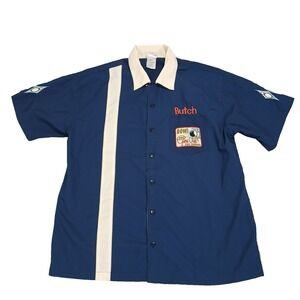 Vintage Disney Bowling Shirt Men Button Up Loop Collar Strike 300 Game Club Y2K